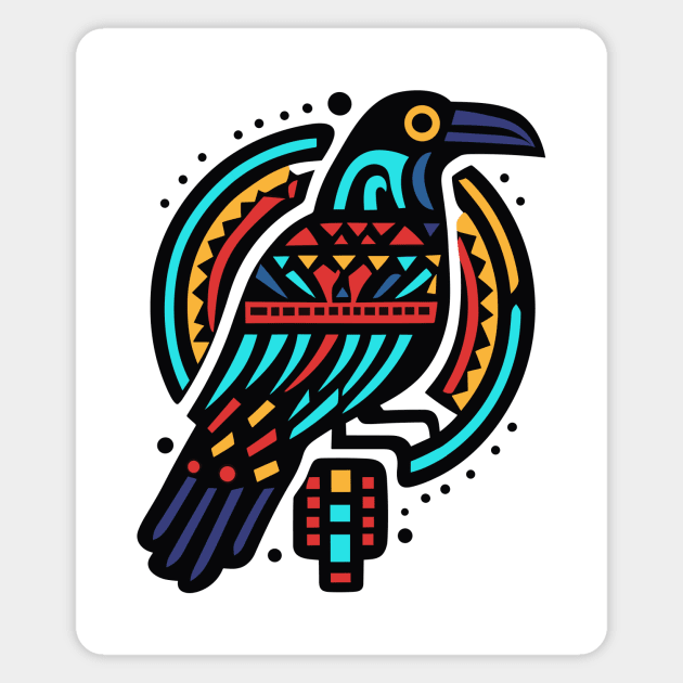 Raven Bird, Aztec Tribal Design Magnet by ravensart